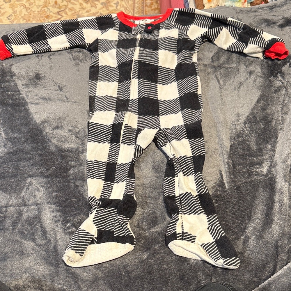 Plaid Black and White Kids One Piece